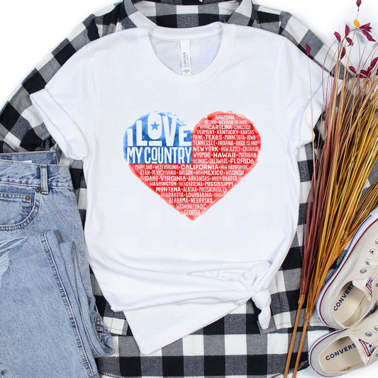I Love My Country Shirt, All States Shirt, USA Patriotic Tee